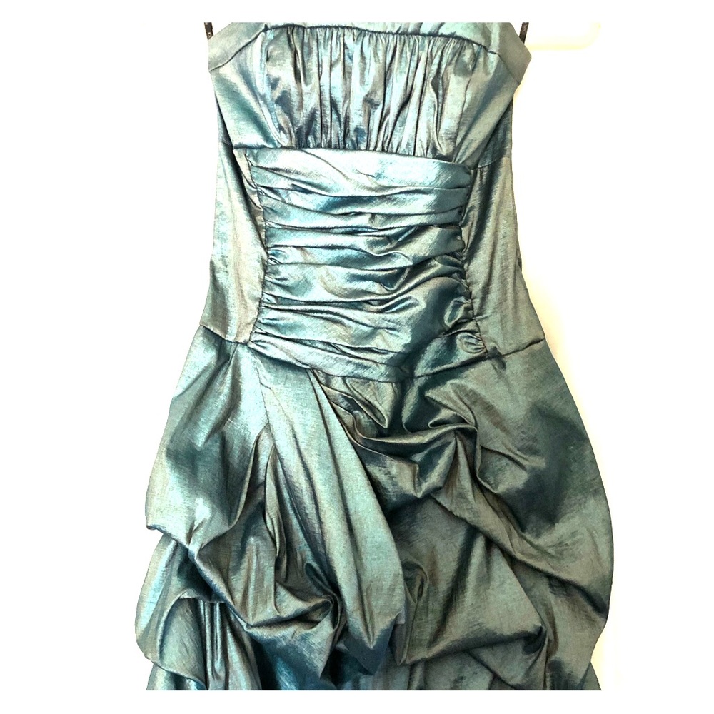 Terani Turquoise Raw Silk cocktail dress size 4